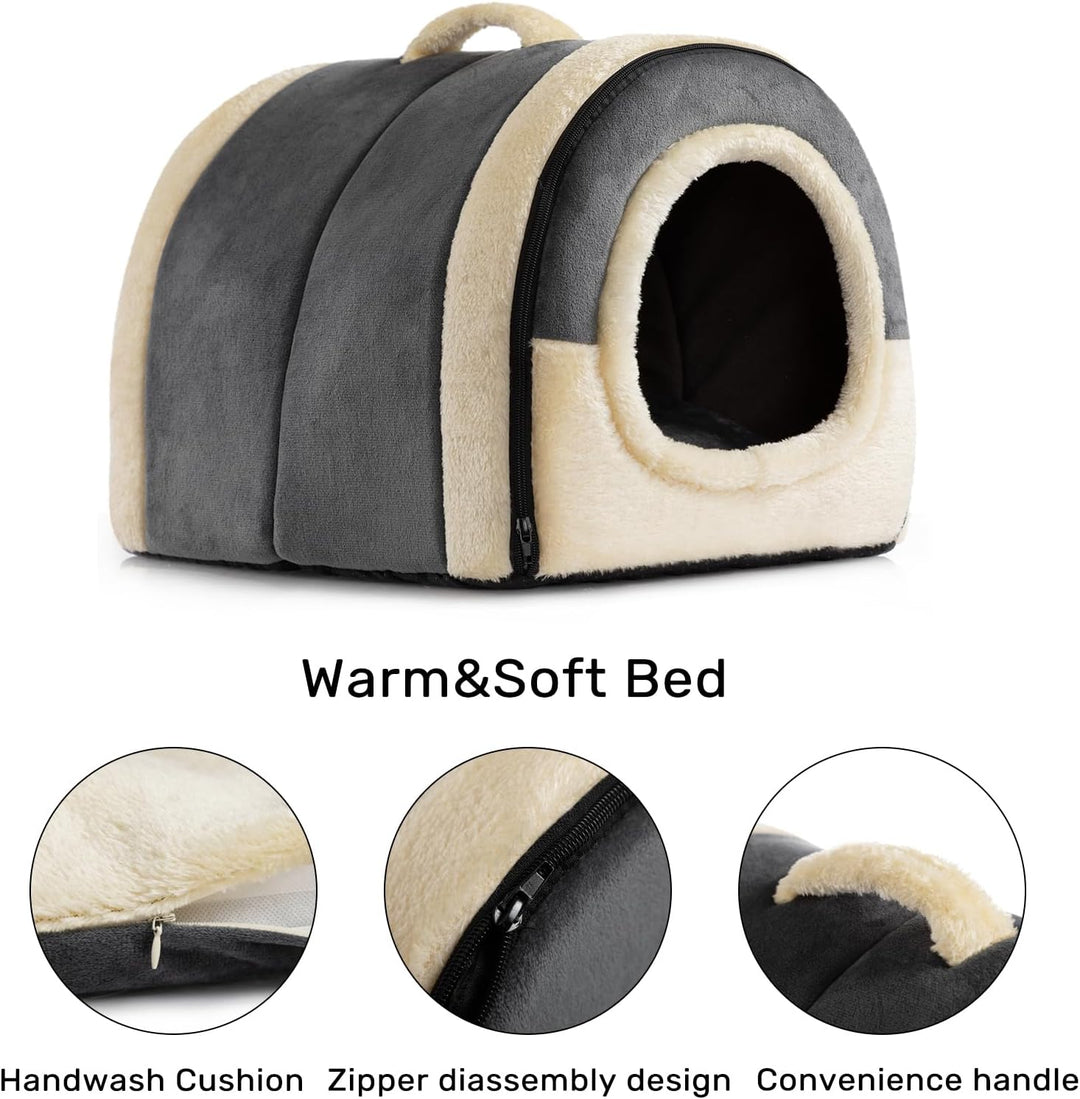 Hollypet Katzenbett Kleines Hundebett, 2-in-1 Faltbare Haustierbett für Katzen &amp; Kleine Hunde, Warme
