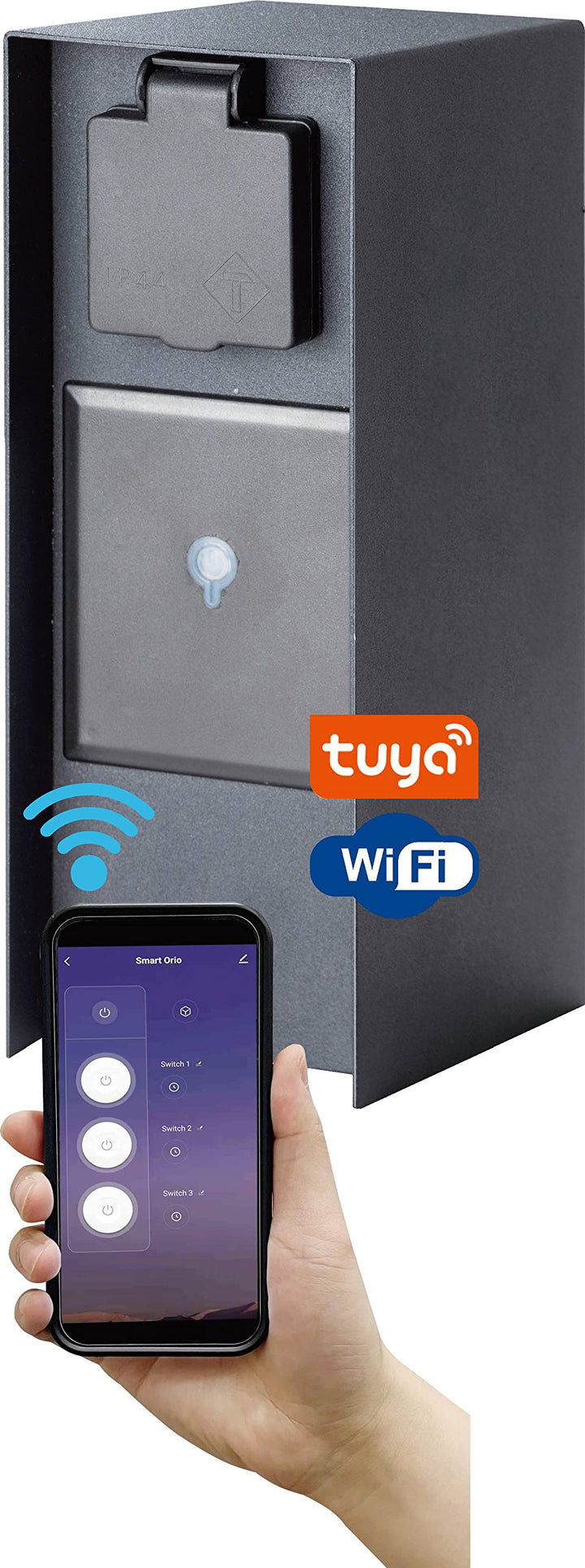 Bold Orio smarte Aussen-Steckdose-Garten (Steckdosen-Säule) 3-Fach Stecker Anthrazit (Smart Home | W