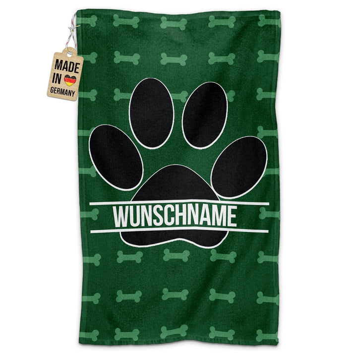 PR Print Royal Personalisiertes Hundehandtuch mit Name selbst gestalten - Hundepfote - Pfotentuch fü