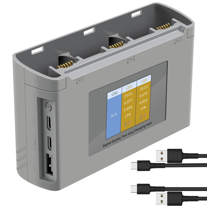 LYONGTECH LCD Akku Ladegerät Zweiwege Ladestation für DJI Mini 2,Mini SE/2 SE Drohne, Akkuladestatio