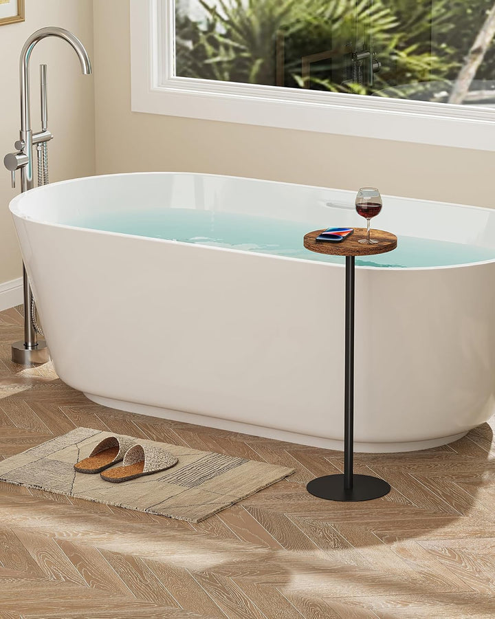 TUTOTAK TB01BB065EU Beistelltisch, hoch, runder Getränketisch, kleiner Standtisch, Wohnzimmer, Braun