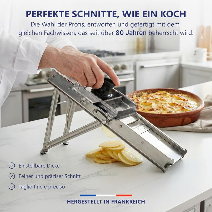 Louis Tellier - Mandoline mit Schlitten - Edelstahl - Professionelle Qualität - Kamm 3/10mm - 25 x 1
