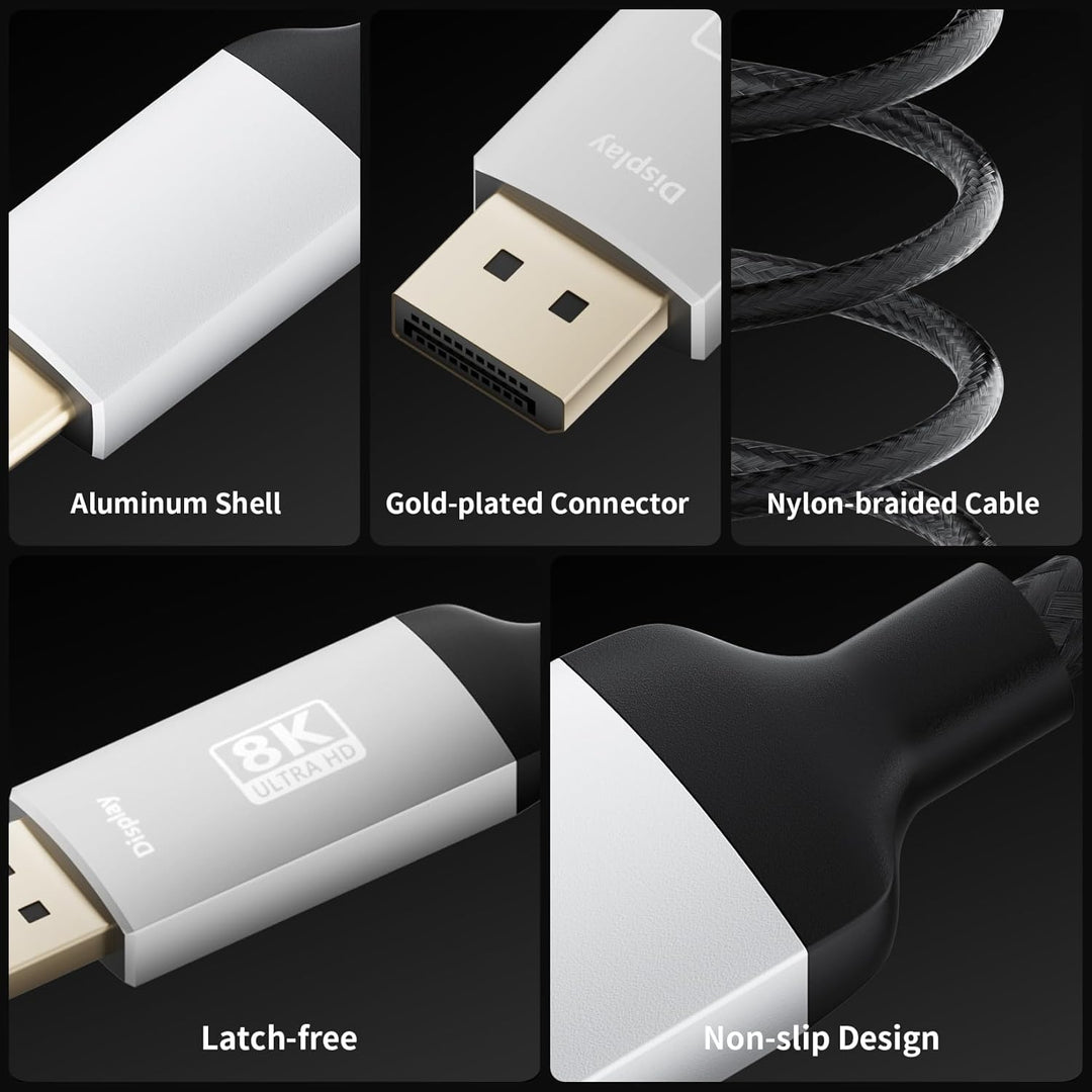 BolAAzuL USB C auf Displayport Kabel 1m, 8K@60Hz 4K@144Hz Thunderbolt 3 USB 3.1 Typ C zu DP 1.4 Vide