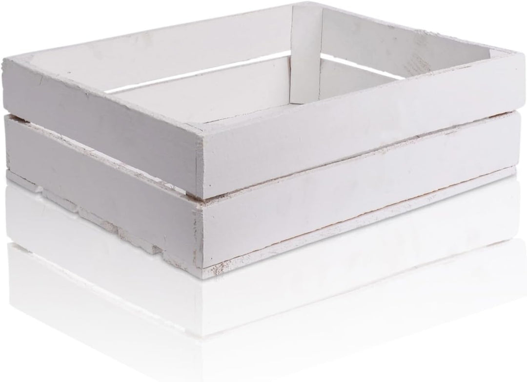 CHICCIE Holzkiste im weissen Vintage Look - 50x40x15cm Einzelkiste Weiss - Obstkiste Weinkiste 50x40