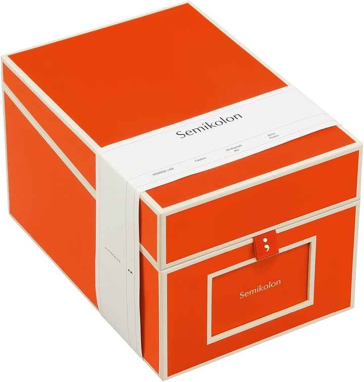 Semikolon 352559 CD- und Fotobox – 17,7 x 15,7 x 25,6 cm – für 10 x 15 cm Fotos – Cover orange orang