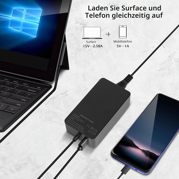 Surface Pro Ladegerät, 44W 15V 2.58A(Arbeitet mit 39W/36W/24W) Microsoft Netzteil für Surface Pro 3/
