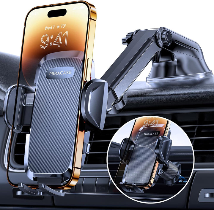 Miracase Handyhalterung Auto[Verbesserter Saugnapf&Metall-Doppelhaken] Handyhalter Auto Lüftung Arma