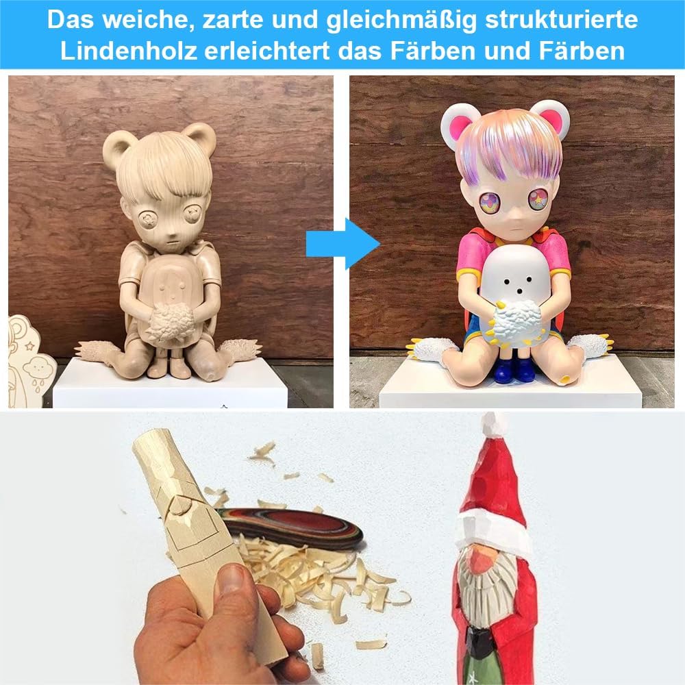 Favengo 12 Stk Schnitzholz Natürlich Lindenholz Rohlinge Balsaholz zum Schnitzen Holzblöcke Unbehand