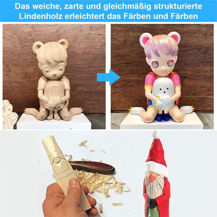 Favengo 12 Stk Schnitzholz Natürlich Lindenholz Rohlinge Balsaholz zum Schnitzen Holzblöcke Unbehand
