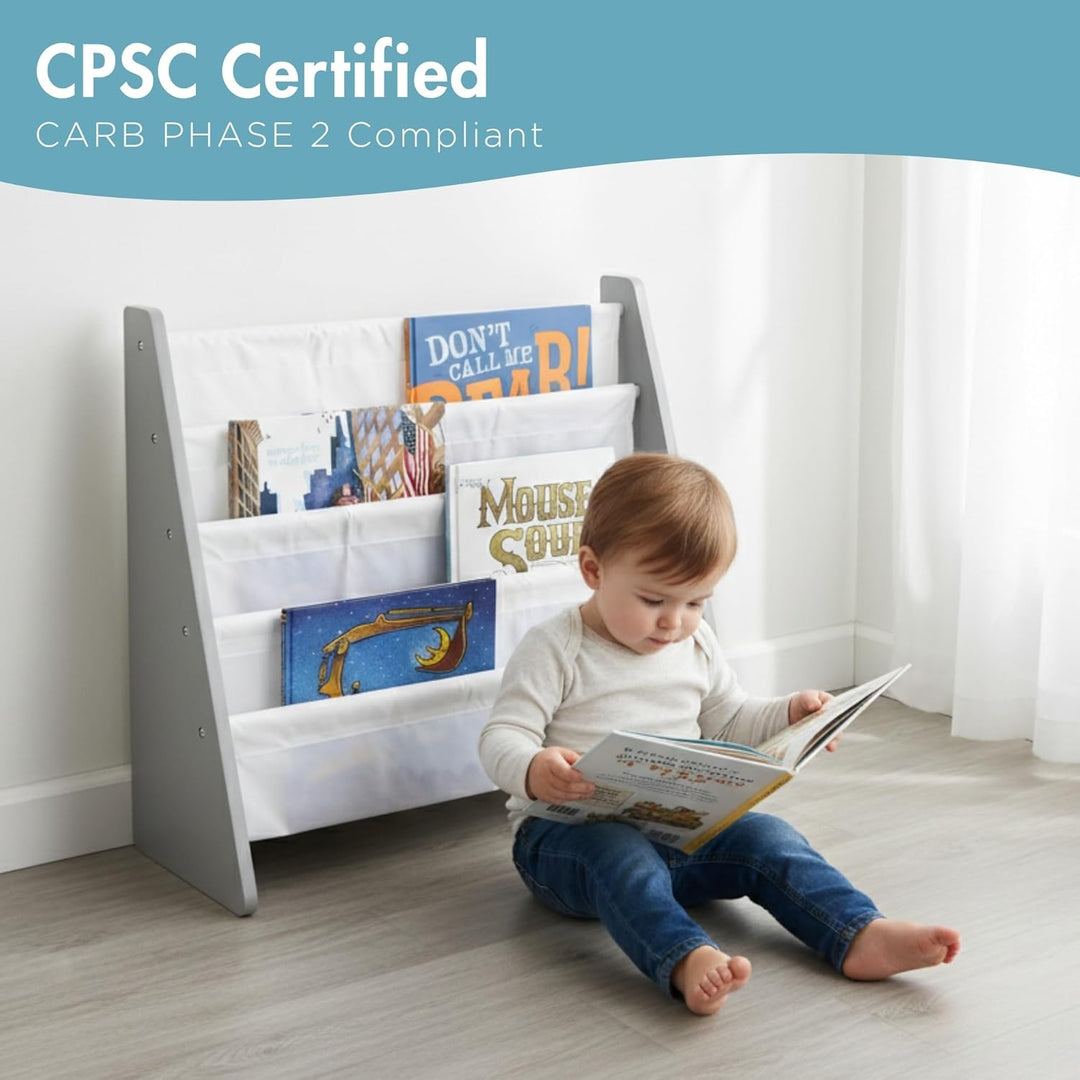 Humble Crew WO671 Kindermöbel - Kinder-Bücherregal aus Holz mit 4 Etagen, Grau/Weiss Grau Weiss, Gra