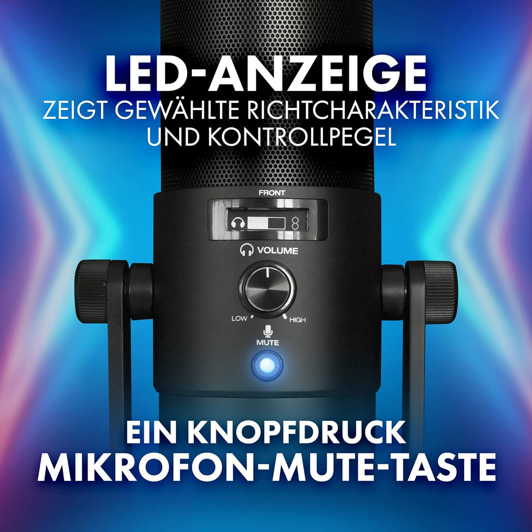 M-Audio Uber Mic - USB Kondensator Mikrofon für Gaming, Streaming, Podcast, Studioaufnahmen, mit 4 R