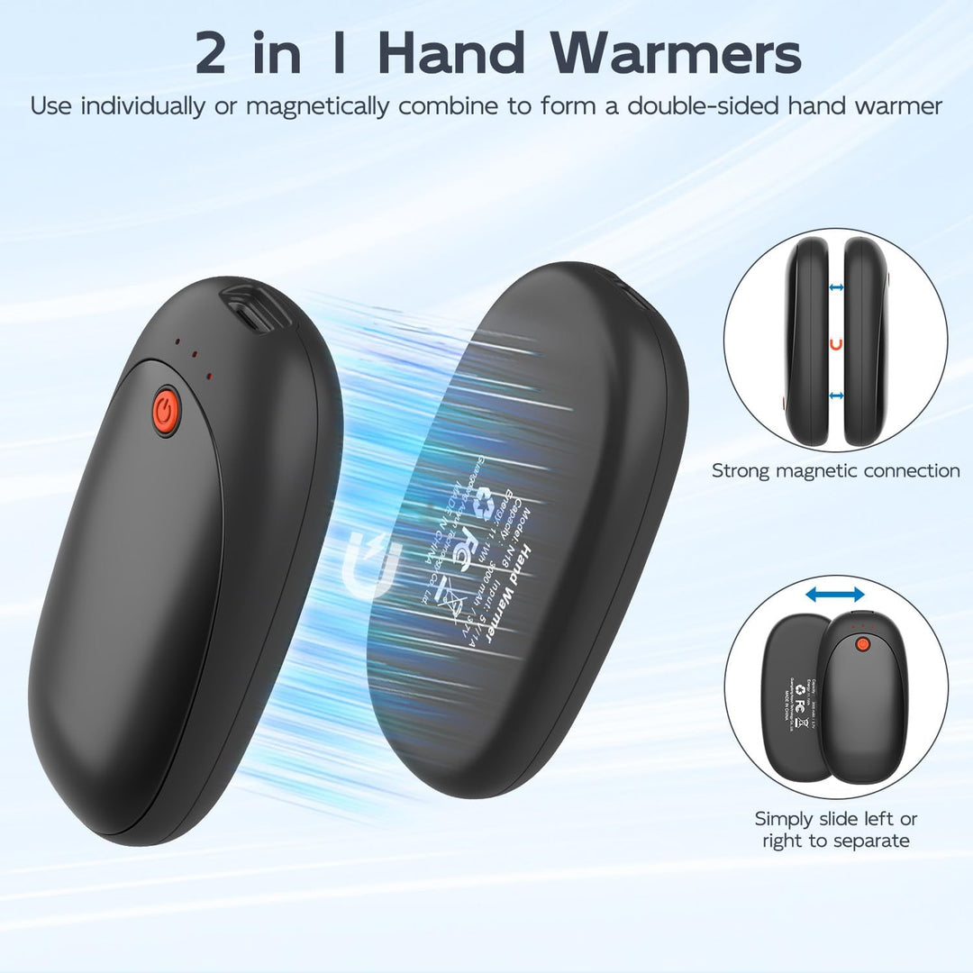 2er-Pack Handwärmer Wiederaufladbarer Magnetischer Taschenwärmer mit 6000mAh USB Elektrische Handwär