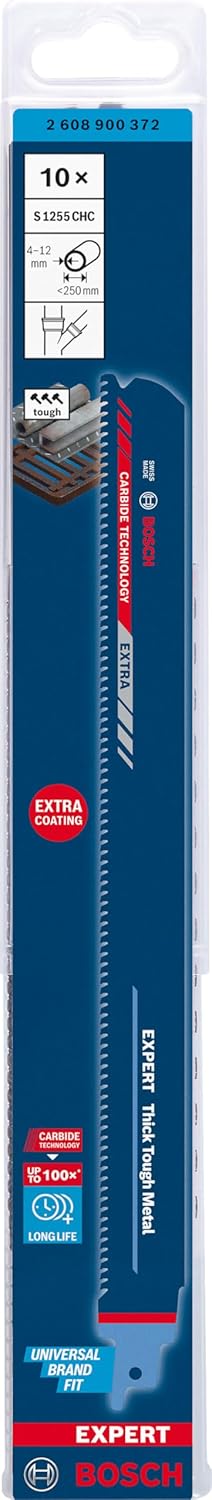 Bosch Professional 10x Expert ‘Thick Tough Metal’ S 1255 CHC Säbelsägeblatt (für Zäher Stahl, Gussei