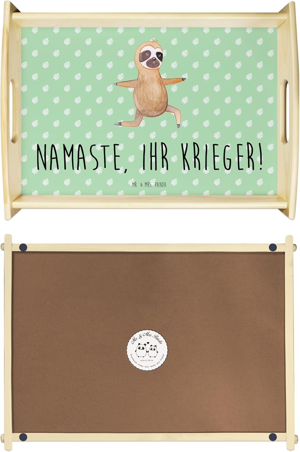 Mr. & Mrs. Panda serviertablett aus Holz Faultier Yoga - Geschenk, Yogaübungen, sofatablett, Sofa Ta