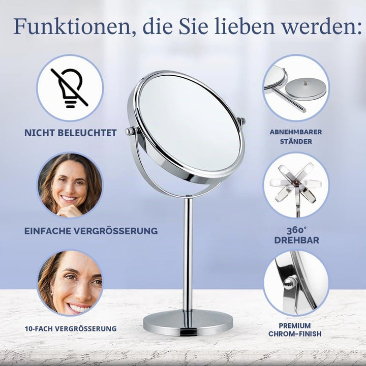 Mirrorvana Spiegel mit 10-facher Vergrösserung, runder Spiegel für Badezimmer, Tischspiegel für Make