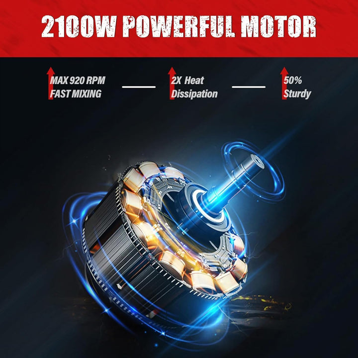 TABODD 2100W Rührwerk Mörtelrührer, 800r/ min 6 Stufen Handrührgeräte Mischer Rührer Rührgerät Mörte