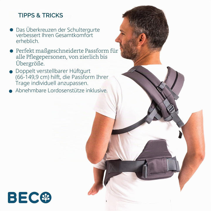 Beco 8 Babytrage Neugeborene ab Geburt bis Kleinkind - Cool Hybrid Baby Trage mit verstellbarem Sitz