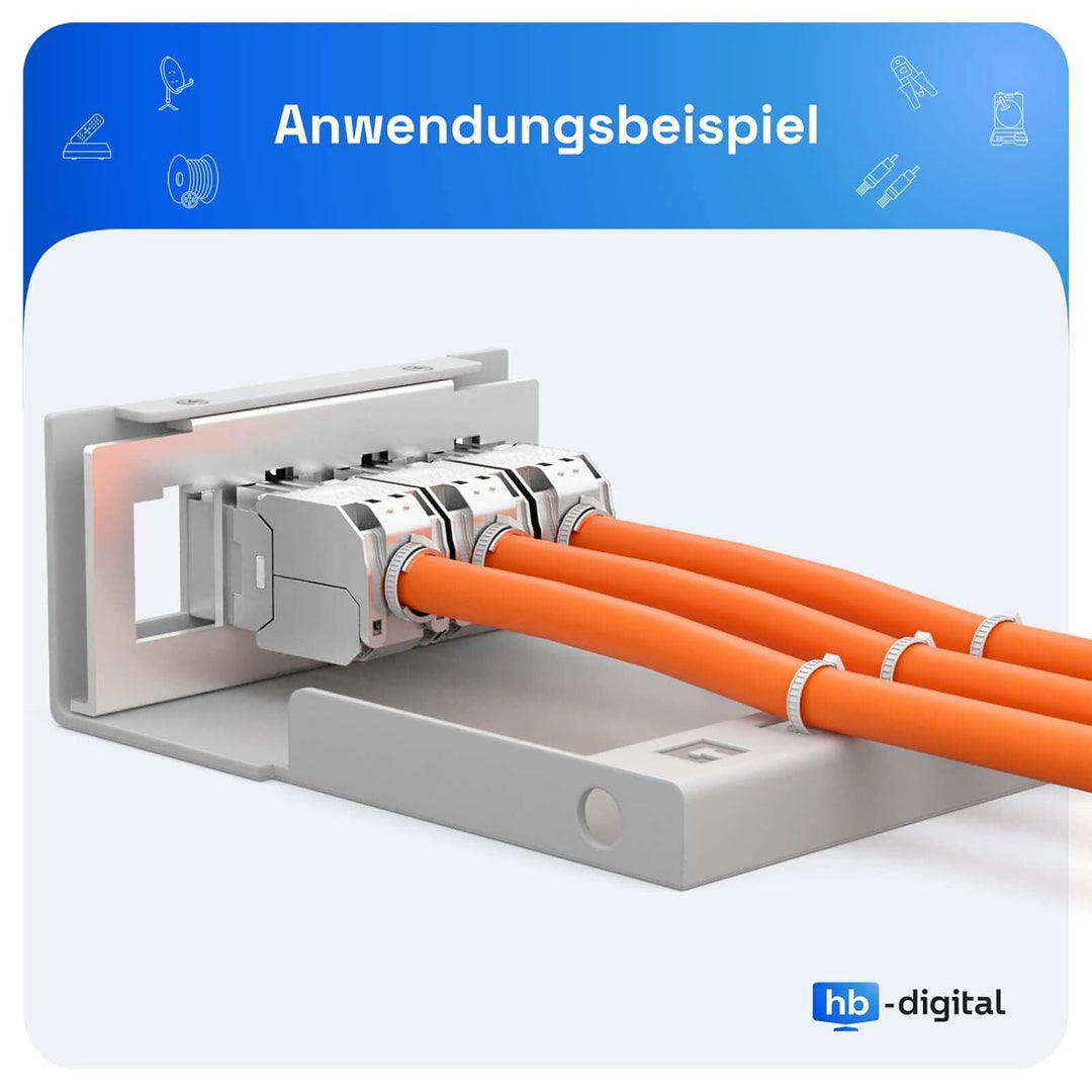 HB-DIGITAL 4-Port Patchpanel Patchfeld Verteilerfeld 1 HE 4X CAT 7 RJ45 Keystone Jack Modul vollgesc