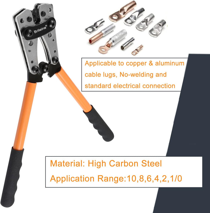 Brileine Batteriekabel-Crimpzange von AWG 8-1/0, Batteriekabelschuh-Crimpzange für schwere Kabelschu
