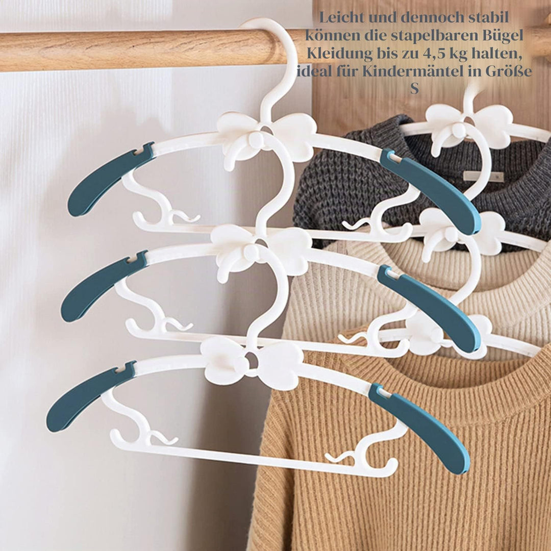 WJWSKI Baby Kleiderbügel Kinder, 20 Stapelbare Hangers mit Hosenständer, Platzsparend Mitwachsende K