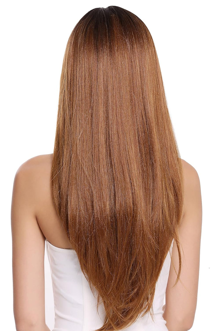 WIG ME UP - RGF-6470C-DR1B/27 Perücke Damenperücke lang glatt Scheitel Ombre Schwarz Braun Hellbraun