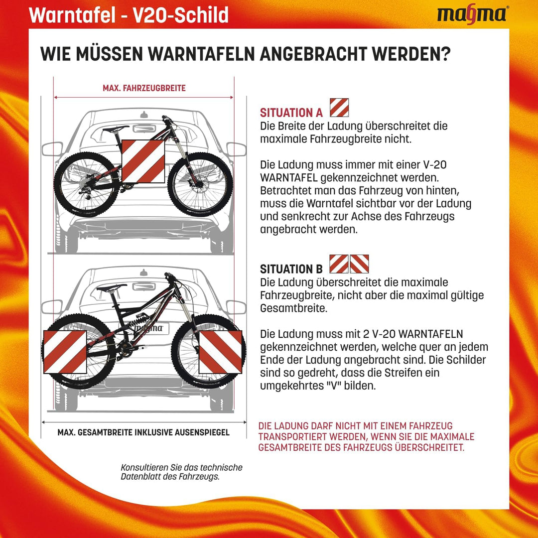 MAGMA 2in1 Warntafel Italien und Spanien Fahrradträger. Für Heckträger, Anhänger, Warnschild für Woh