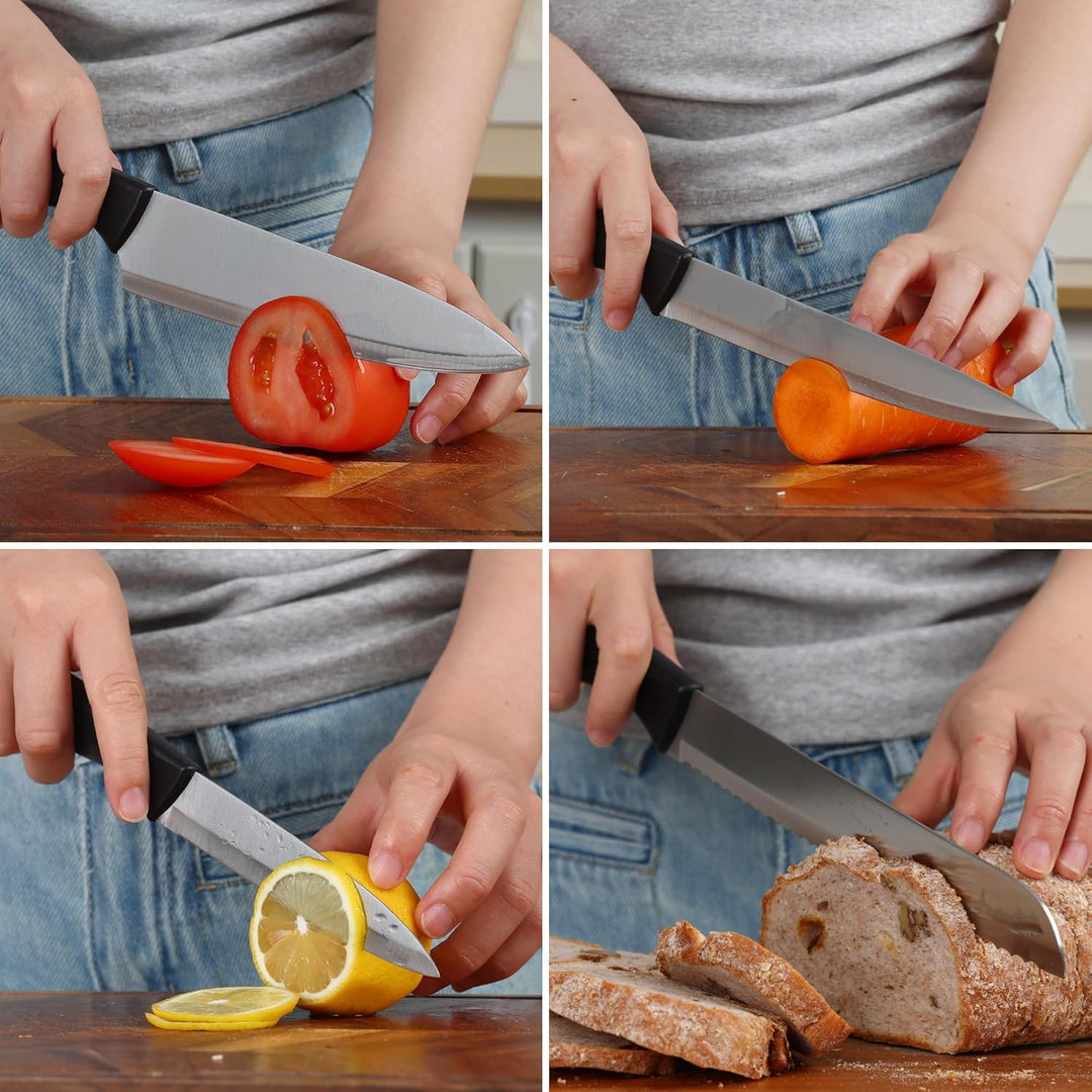 hecef Messerset mit Messerhalter Magnetisch, 5 tlg Scharfe Küchenmesser Set mit 33 cm Messer Magnetl