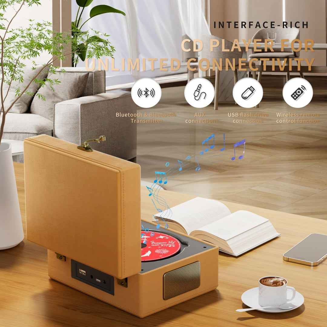 Yintiny Brauner CD-Player aus Leder mit Lautsprechern für Heimdekoration, braun