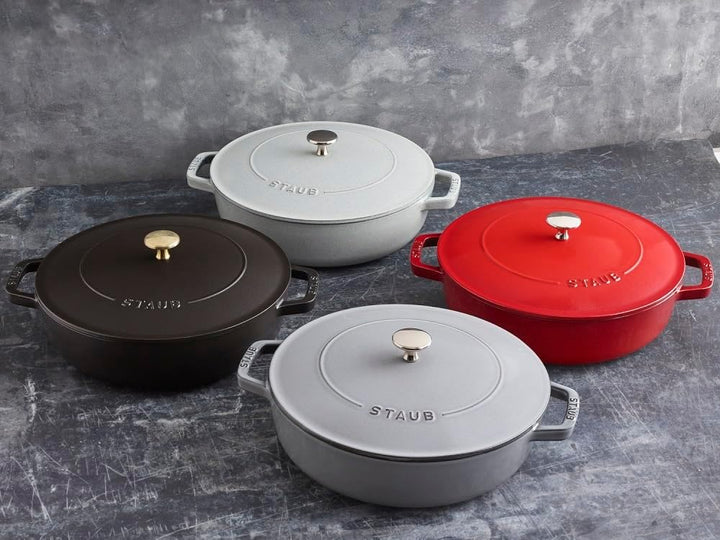 STAUB Gusseisen Bräter, Chistera Tropfenstruktur im Deckel, Rund 24 cm, 2,5 L, Schwarz Schwarz 24 cm