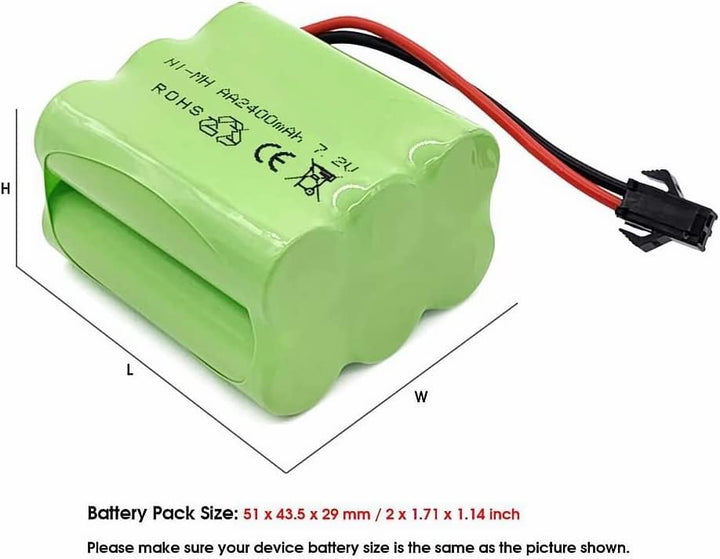 YUNIQUE Deutschland 7.2V 2400mAh RC NiMH Akku mit USB-Ladekabel und 2P SM-Anschluss, für RC Car RC T