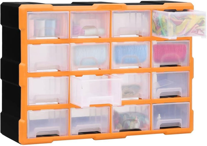 Multi-Schubladen-Organizer 16 Schubladen 52x16x37 cm Orange und Schwarz 16 Schubladen, Orange und Sc