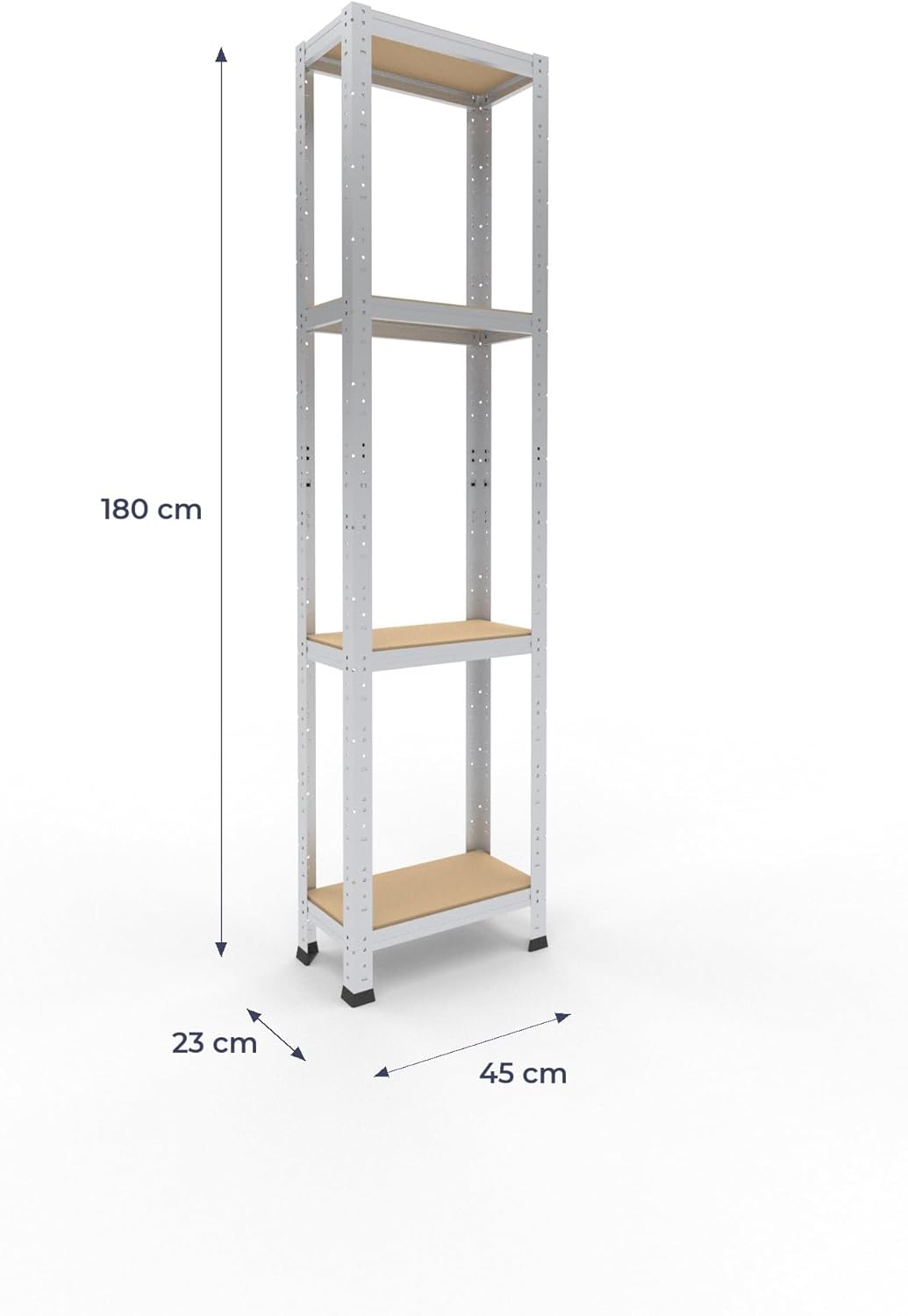 shelfplaza® 180x45x23cm Home Schwerlastregal verzinkt/Metallregal mit 4 Böden/Kellerregal Metall, Ga