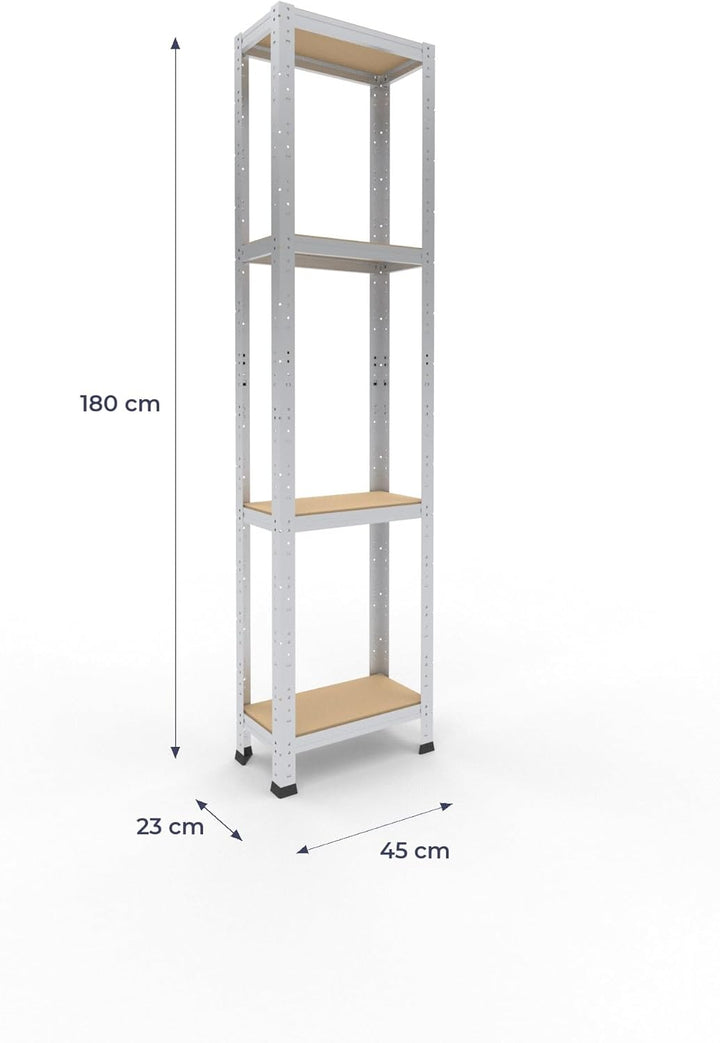 shelfplaza® 180x45x23cm Home Schwerlastregal verzinkt/Metallregal mit 4 Böden/Kellerregal Metall, Ga