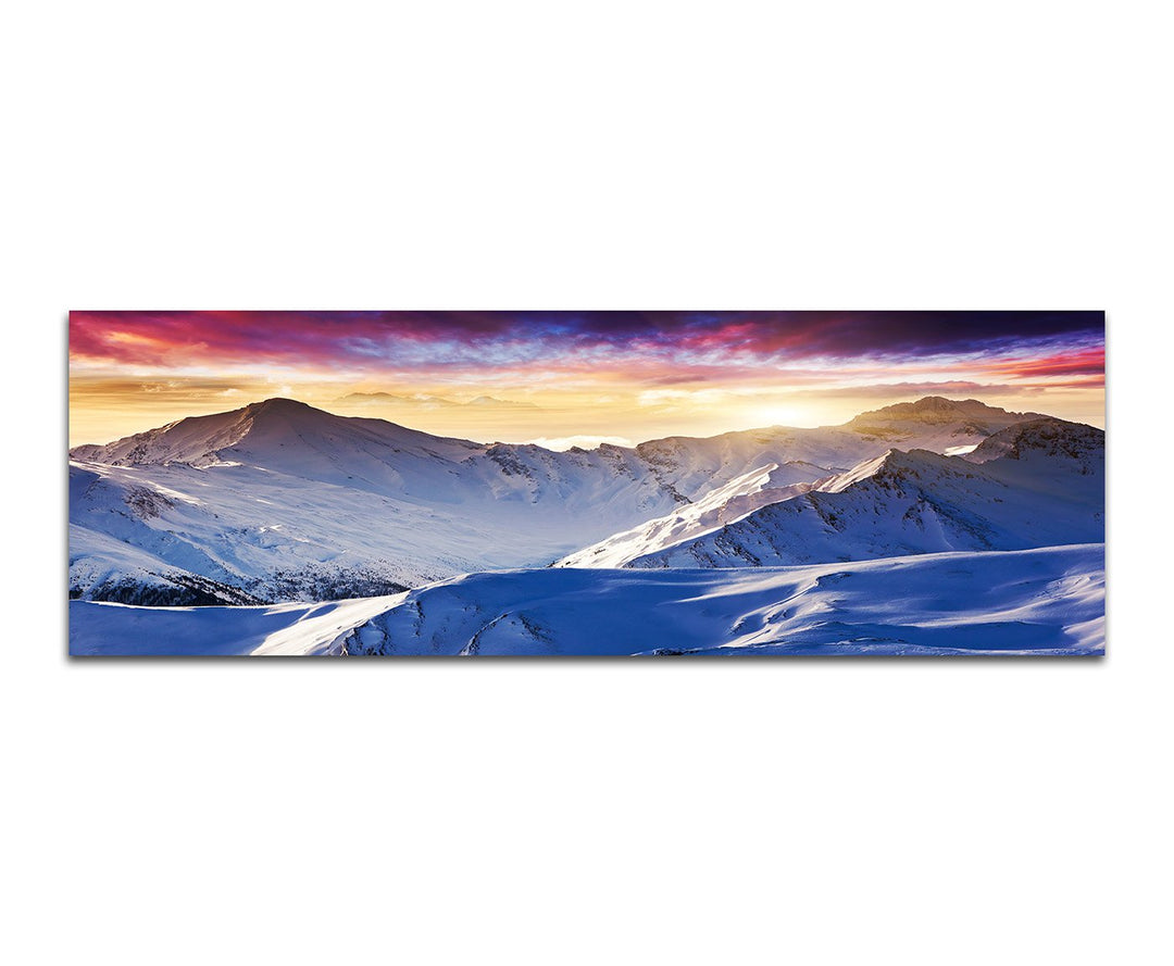 Paul Sinus Art Panoramabild auf Leinwand und Keilrahmen 150x50cm Österreich Gebirge Berggipfel Schne