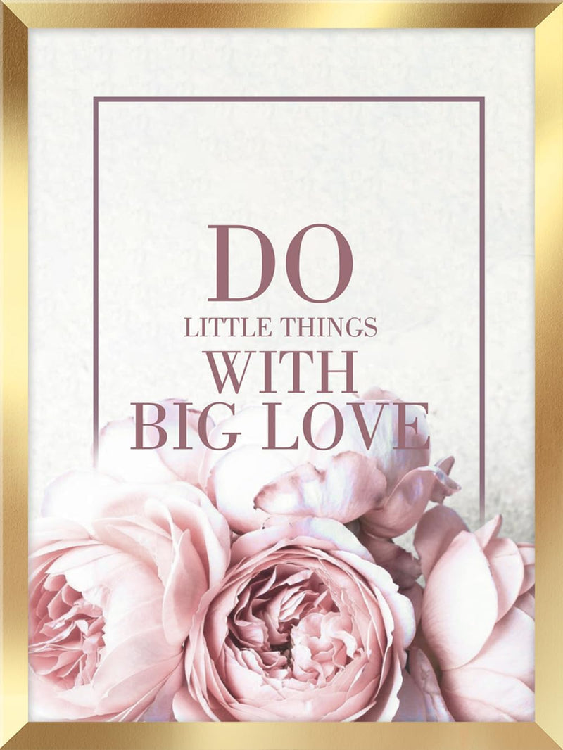 Rahmenbild Big Love 30 x 40 cm I Bild mit Rahmen schwarz Wandbild Hochformat I Liebe Spruch Blumen S