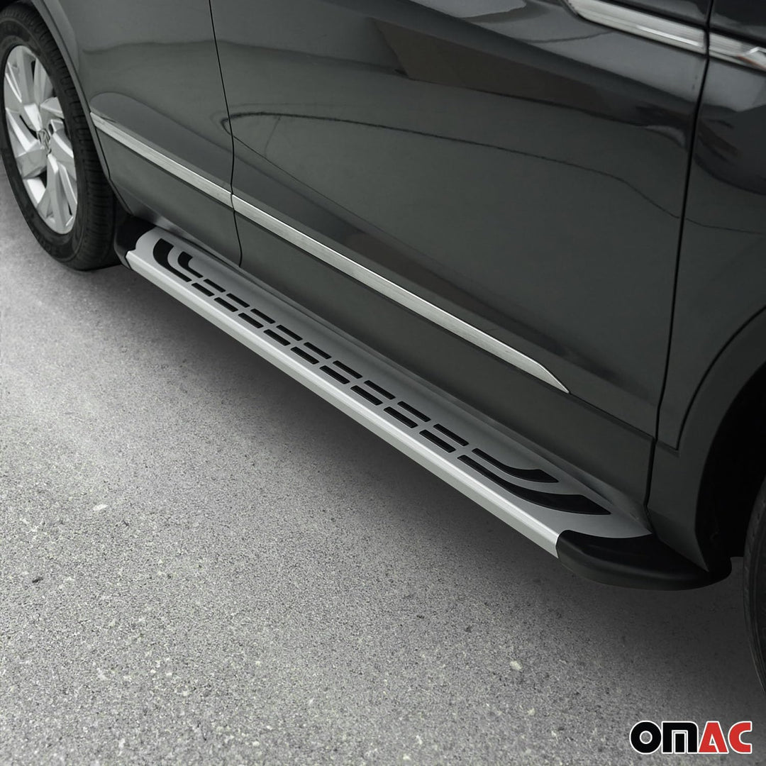 OMAC Trittbretter Seitenschweller Seitenbretter kompatibel mit Kia Sportage 3 2010-2015 Alu Grau FAB