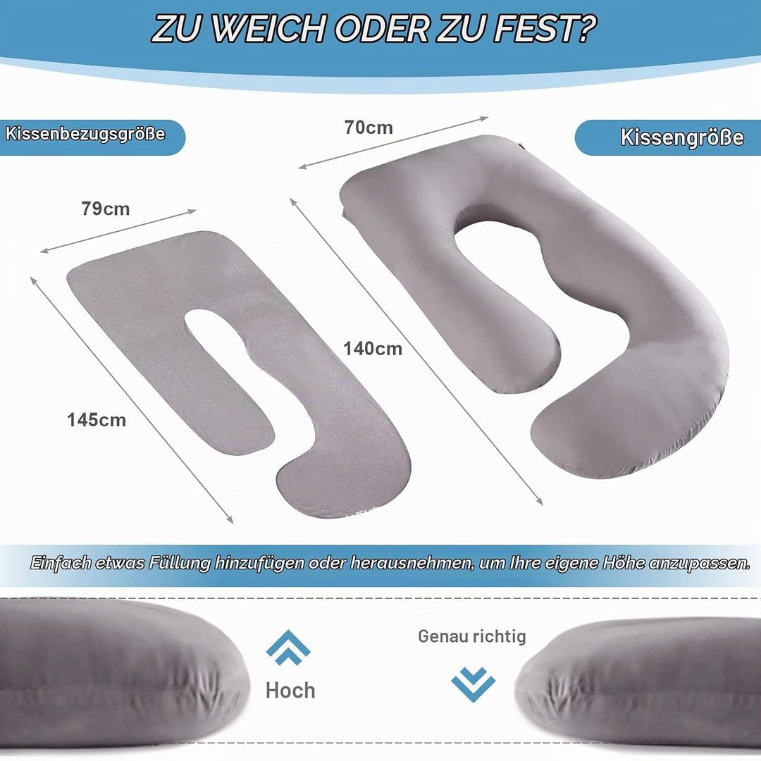 Lannvan Schwangerschaftskissen, J-förmiges Seitenschläferkissen zum Schlafen, Stillkissen XXL, 3KG B