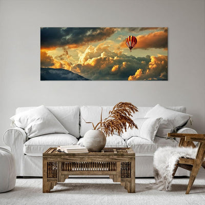 Wandbilder Dekoration Wohnzimmer Wolken Ballon Flug Panorama Bilder auf Leinwand 120x50cm Leinwandbi