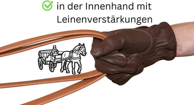 AMKA Leder Fahrhandschuhe Kutschhandschuh mit Verstärkungen für die Fahrleine Fahrsport, S