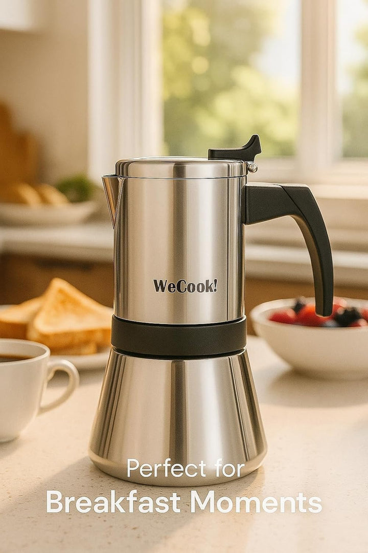 WECOOK! Espressokocher aus Edelstahl 18/10 für Induktion 6 Tassen – Moka/Espresso – ergonomischer So