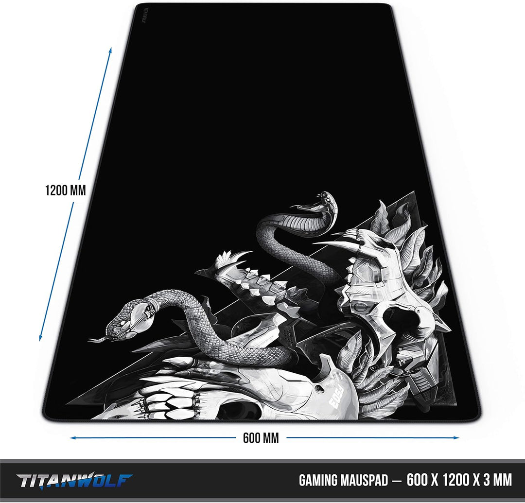 CSL - Übergrösse Mauspad Gaming Titanwolf 1200x600mm - XXXL Mousepad gross mit Motiv - XXXL Tischunt