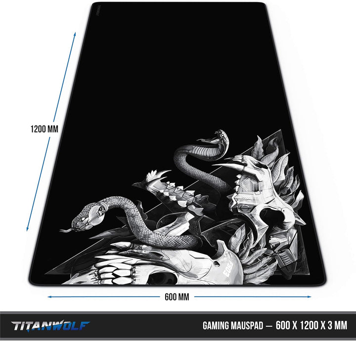CSL - Übergrösse Mauspad Gaming Titanwolf 1200x600mm - XXXL Mousepad gross mit Motiv - XXXL Tischunt