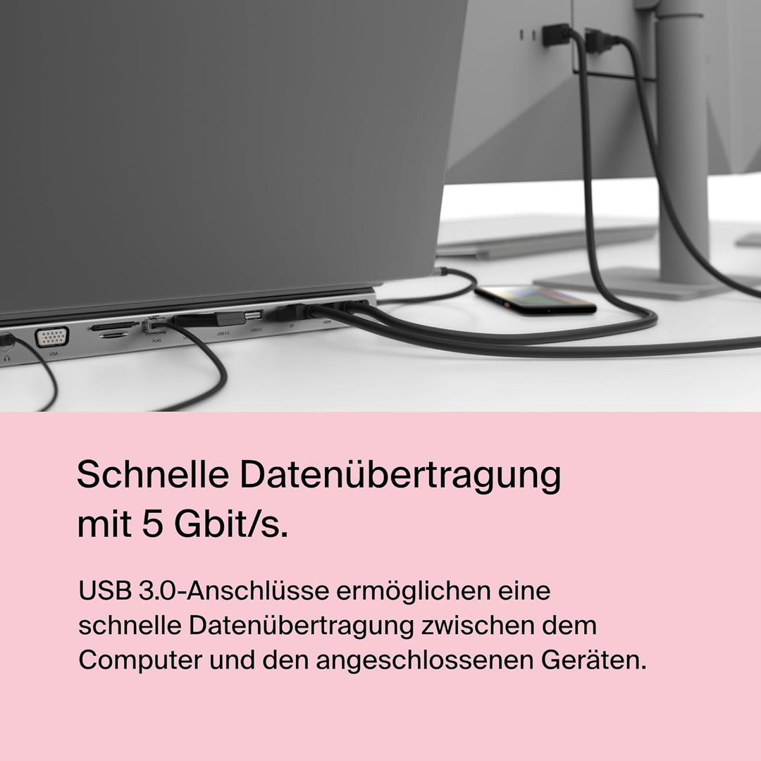 Belkin USB-C-Hub, 11-in-1-MultiPort-Adapter-Dock mit 4K-HDMI, DisplayPort, VGA, und 100 W zum Laden,