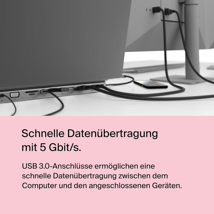Belkin USB-C-Hub, 11-in-1-MultiPort-Adapter-Dock mit 4K-HDMI, DisplayPort, VGA, und 100 W zum Laden,