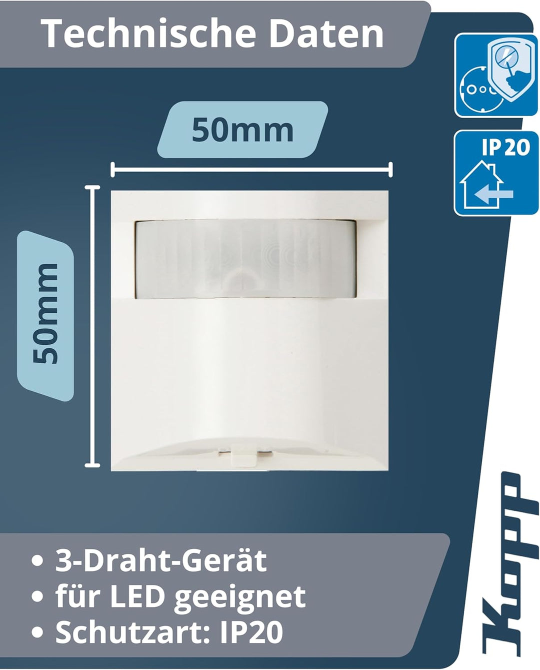 Kopp LED Infrarot-Bewegungsmelder Athenis reinweiss 808429186 Single, Single