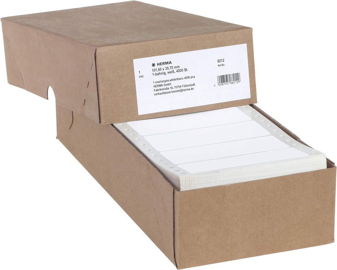 HERMA 8212 Computeretiketten endlos, 101,6 x 35,7 mm, 1-bahnig, 4000 Aufkleber, selbstklebend, Endlo