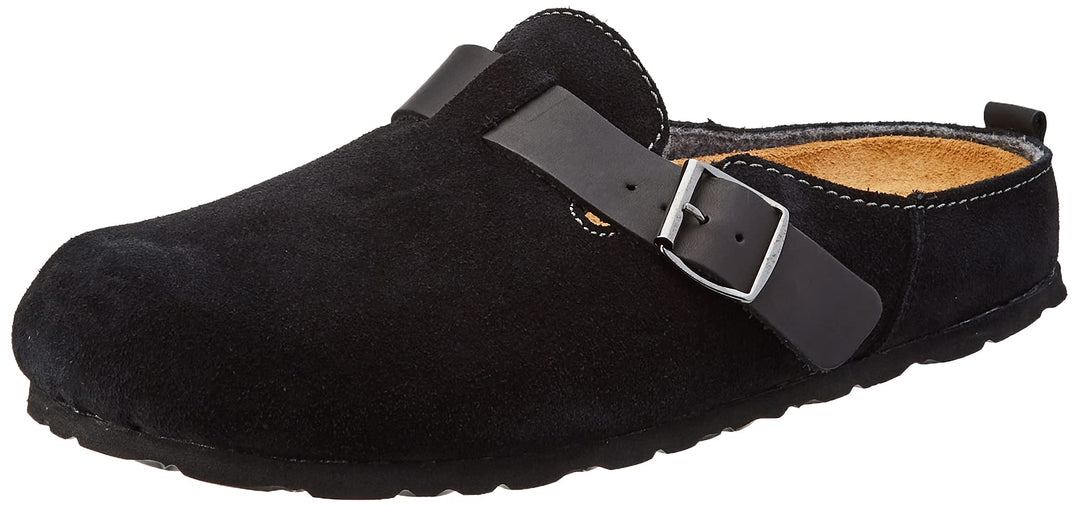 Rohde Herren Hausschuhe Pantoffeln Leder Napoli-H 6908 40 EU Weit Schwarz, 40 EU Weit Schwarz