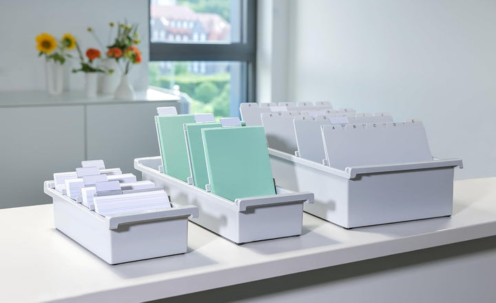 HAN Karteitrog DIN A4 hochformat, innovatives und modernes Design für 1.300 Karten, inklusive 2 Stüt