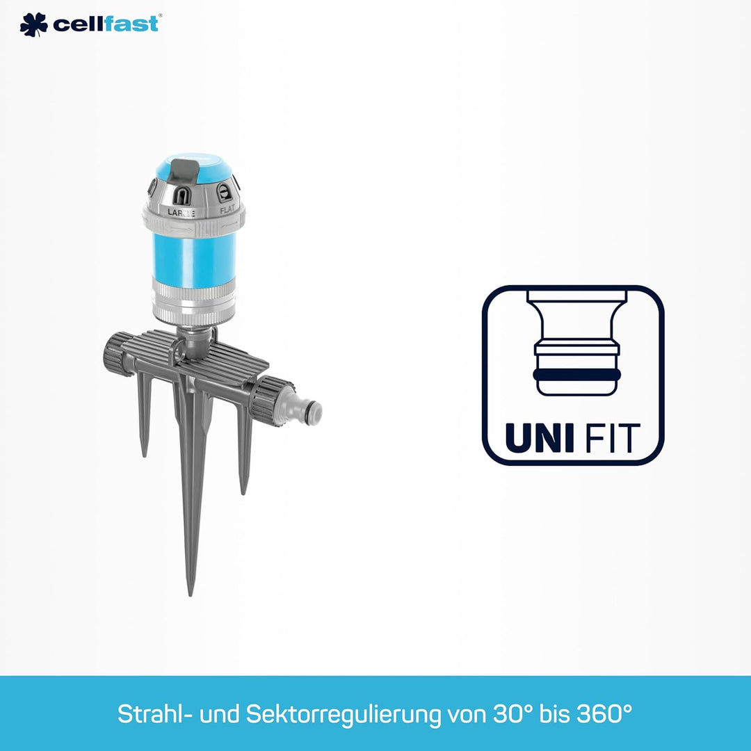 Cellfast Sektorenregner POWER sz IDEAL™ 6-Funktion-Regner auf Erdspiess Basis, ausgeführt aus Kunsts