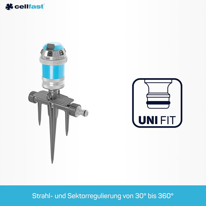 Cellfast Sektorenregner POWER sz IDEAL™ 6-Funktion-Regner auf Erdspiess Basis, ausgeführt aus Kunsts